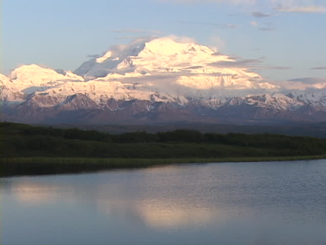 Mt. McKinley in Denali National Park, Alaska at sunset.