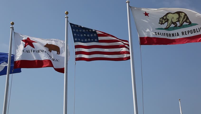 American and California Flag Waving Stock Footage Video (100% Royalty ...