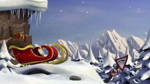 3D Animation : Santa Claus Trying To Take Off