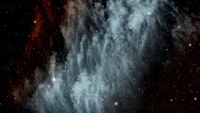 Traveling trough universe filled with stars and nebulae. 4K.