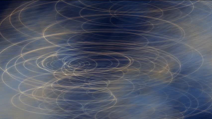 On a dark blue background. Thin gold rings move feather blue yellow thread making the effect of the northern lights. 3d Abstract footage | Shutterstock HD Video #14043269