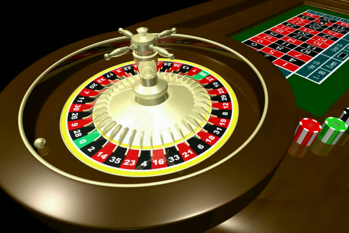 Roulette table with wheel . Seamless loopable. NTSC interlaced. 