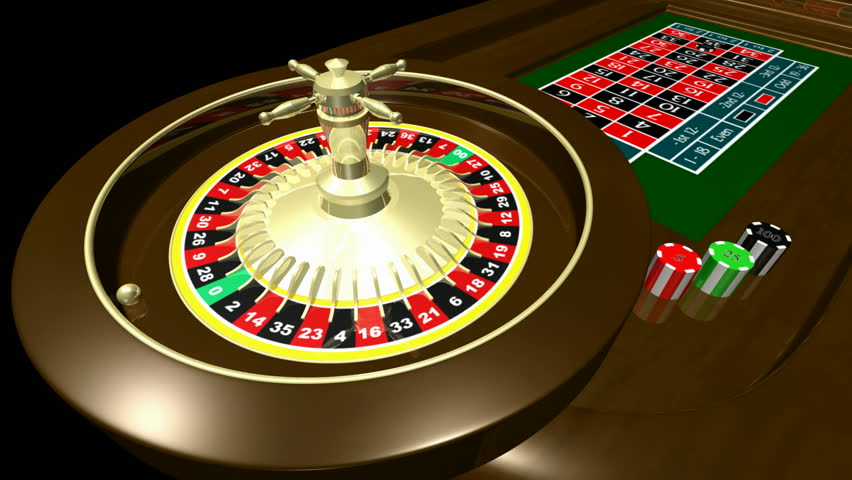 Roulette table with wheel. seamless loopable. HD 1080i. 3D Render.