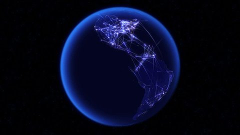 Global communications through the global network of connections. Concept of internet, social media, traveling or logistics. High resolution texture of city lights at night. 4k - Ultra HD.