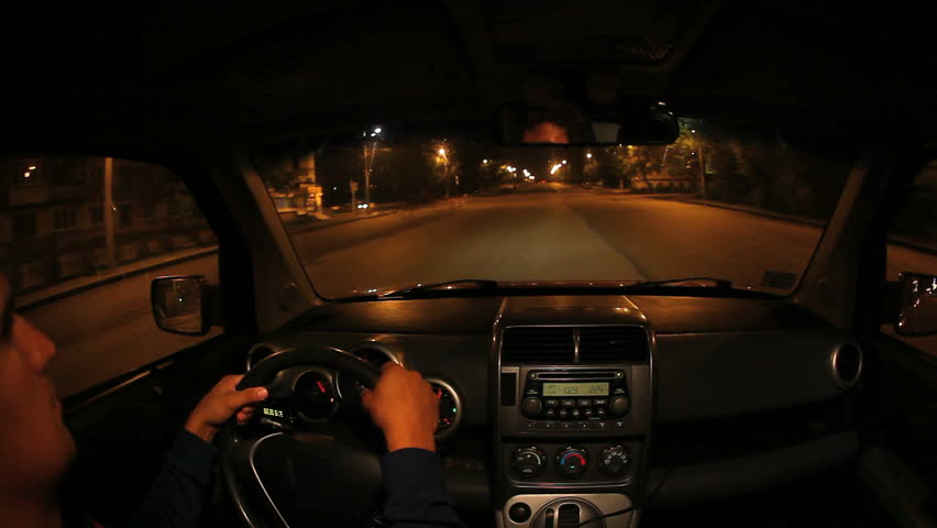 night driving in a car