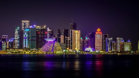 Doha towers at night 