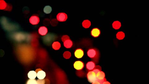 night traffic bokeh light, colorful circular  moving light 
