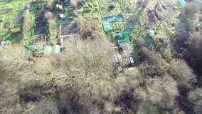 Aerial footage showing plots in an allotment