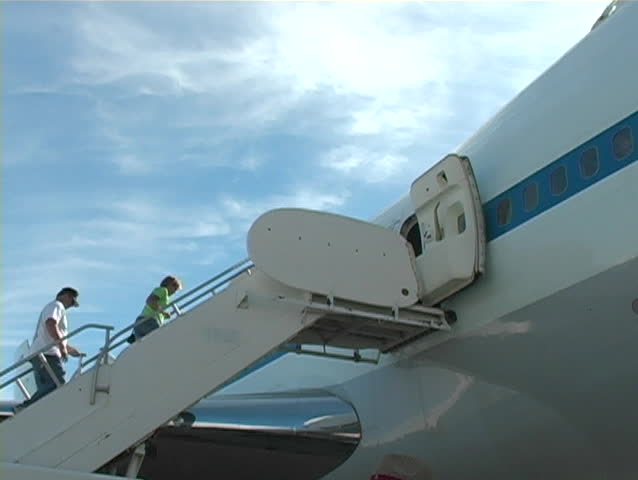 Passengers boarding a 747.