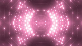VJ Fractal pink kaleidoscopic background.Disco spectrum lights concert spot bulb. Abstract background with stars and particles for use with music videos. VJ Loops animation.