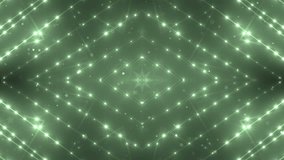 VJ Fractal green kaleidoscopic background.Disco spectrum lights concert spot bulb. Abstract background with stars and particles for use with music videos. VJ Loops animation.