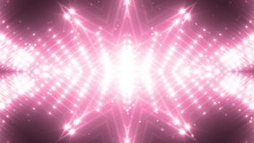 VJ Fractal pink kaleidoscopic background.Disco spectrum lights concert spot bulb. Abstract background with stars and particles for use with music videos. VJ Loops animation.