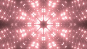 VJ Fractal red kaleidoscopic background.Disco spectrum lights concert spot bulb. Abstract background with stars and particles for use with music videos. VJ Loops animation.