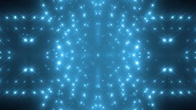 VJ Fractal blue kaleidoscopic background.Disco spectrum lights concert spot bulb. Abstract background with stars and particles for use with music videos. VJ Loops animation.