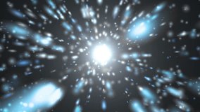 Motion blue background light stars and particles.Space background with spinning camera. VJ Loops animation.