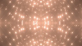 VJ Fractal orange kaleidoscopic background.Disco spectrum lights concert spot bulb. Abstract background with stars and particles for use with music videos. VJ Loops animation.