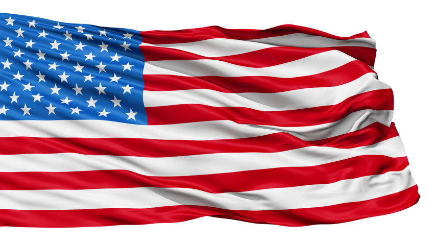 Seamless looping 3D rendering USA flag waving in the wind - seamless loop, 10