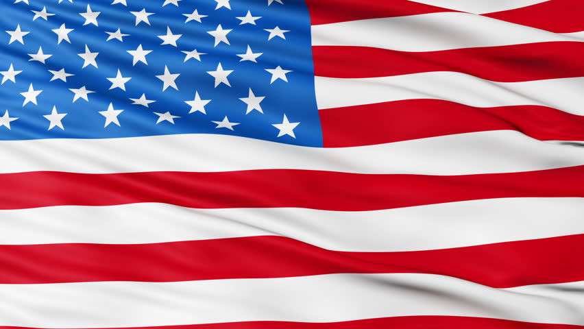 Seamless looping 3D rendering UNITED STATES of AMERICA flag closeup waving in