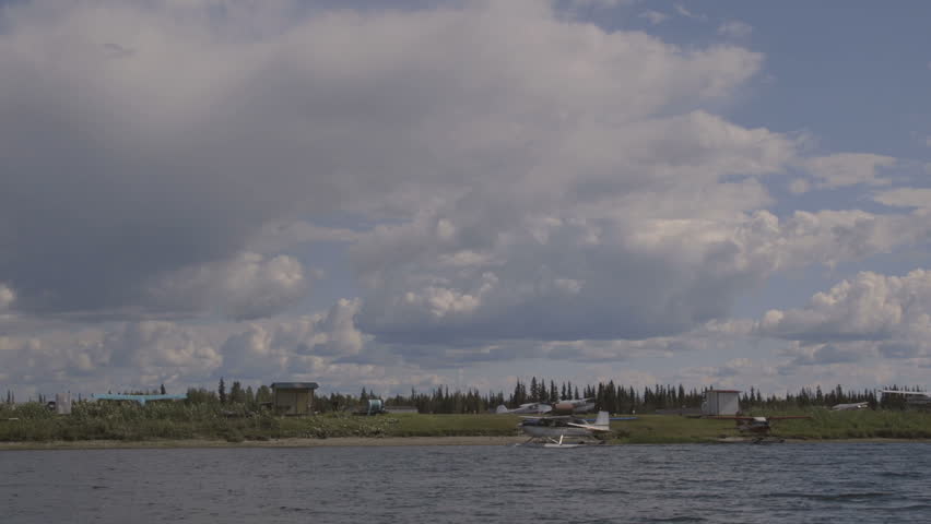 Plane rides on the water. Fairbanks, Alaska, Airport.