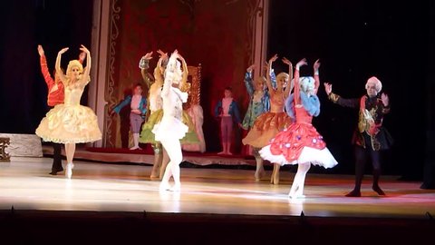 DNIPROPETROVSK, UKRAINE - JANUARY 7, 2016: Night before Christmas
ballet  performed by Dnepropetrovsk Opera and Ballet Theatre ballet.
