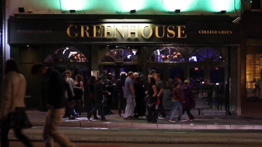 BRISTOL - August 15: Busy British Pub Exterior, the "Green House" on August 15th 2015 in Bristol England. Royalty-Free Stock Footage #14116940