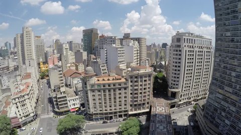 Aerial view over bridge Santa Efigenia at São Paulo, Brazil