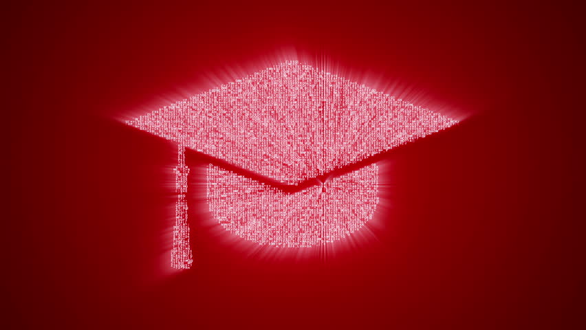 Numbers and symbols form the graduation cap symbol on red background. More symbols, signs, icons and color backgrounds available - check my portfolio. | Shutterstock HD Video #14126705