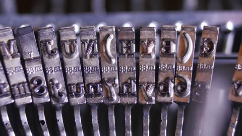 Close up of an old Vintage Typewriter letters, 4K UltraHD