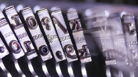 Close up of an old Vintage Typewriter letters, 4K UltraHD