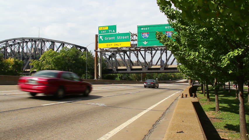 Traffic in downtown Pittsburgh, PA.