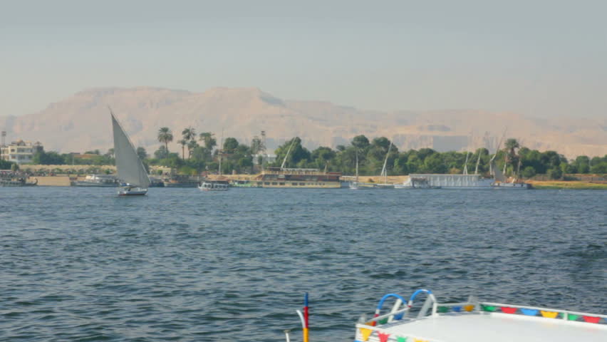 boats on Nile River in Luxor, Egypt