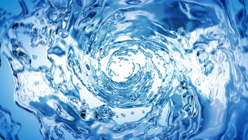 Beautiful Water Whirl Blue Color in Tube on White Background. Isolated transparent swirl 3d animation with alpha matte. HD 1080.