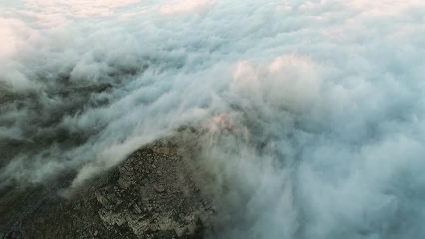 Cape Town Revolving Around the Clouds over Mountain Peak - 4K Drone Footage