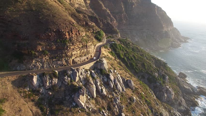 Cape Town Following Chapman's Peak Drive Road - 4K Drone Footage