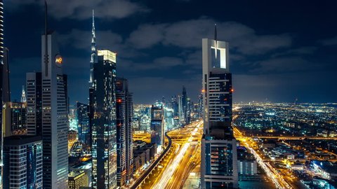 Downtown Dubai Skyscrapers At Night Stock Footage Video 100 Royalty Free Shutterstock