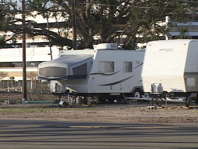 Medium shot of the rubble from a bridge damaged during Hurricane Katrina.