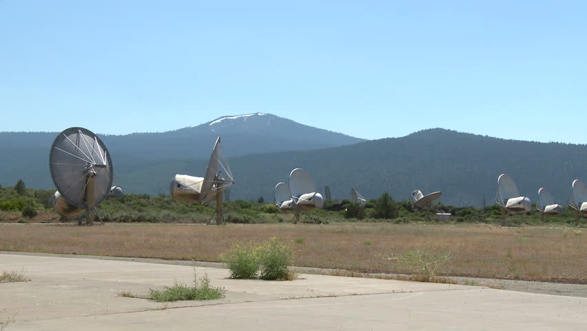 Camera pans across SETI installation site in Hat Creek, California