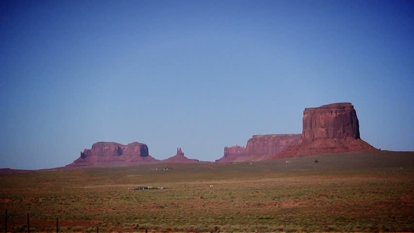 Various shots of stone towers in Monument Valley