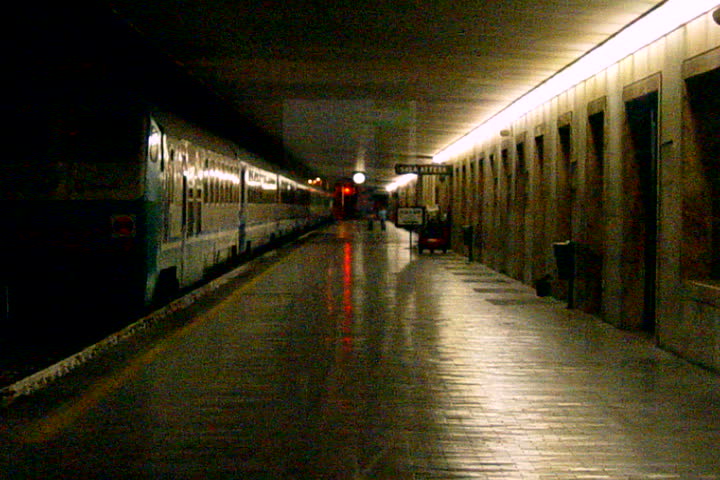 FLORENCE-CIRCA 2010-2011 Italian train station at night.