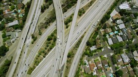 4k / Ultra HD version Aerial view of California road highway, freeway. Los Angeles, California State, United States of America. Shot on RED Epic
