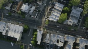 4k / Ultra HD version Aerial shot New York City Suburban homes from helicopter. NYC State USA. Shot on RED Epic