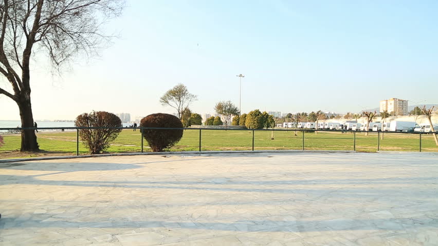 Roller skating for the first time,  practise in park