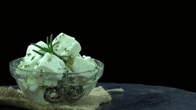 Portion of Feta Cheese (rotating 4K footage; seamless loopable)