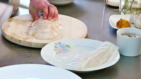 Chef preparing a meal, Professional Cooking in Slow Motion, Slow Motion Video Clip