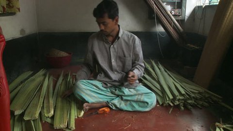 Baruipur, India - CIRCA 2013 - Indian man working cutting plants