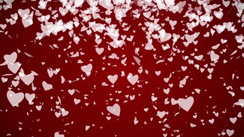 Sign Happy Valentines Day on falling down hearts background. Love concept. Video animation
