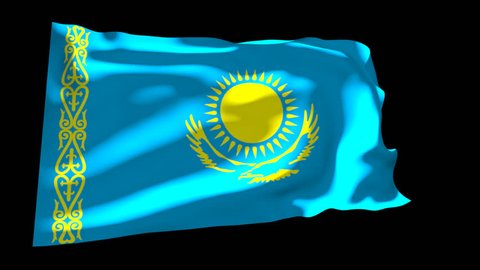 Flag of Kazakhstan. Animation. Alpha Channel