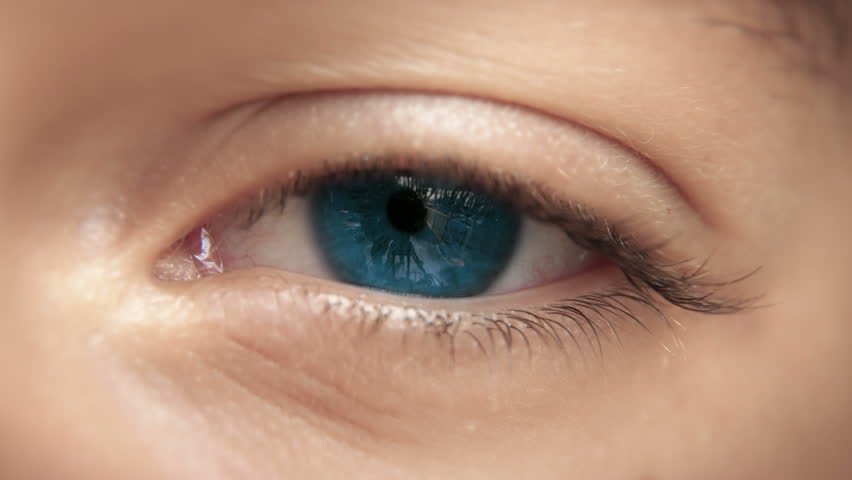 Zoom through eye, optic nerve into brain neurons. Blue eye. Loopable 4K.  | Shutterstock HD Video #14235230