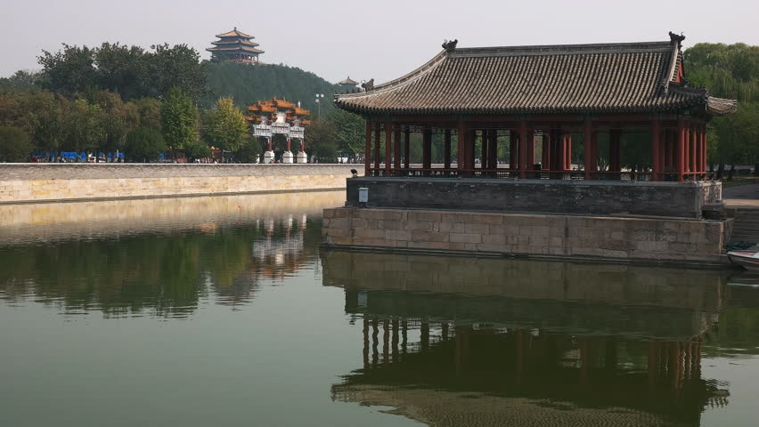view of the moat around the exterior of the forbidden city, beijing