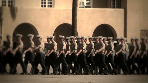 MCRD San Diego, CA- 3/4 view straight march